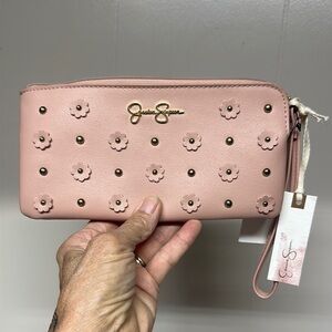 Jessica Simpson Lorelei Pink Floral Studded Wristlet-Wallet